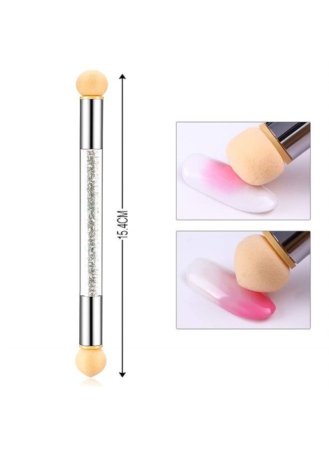 SILPECWEE - 1Pc UV Gel Nail Gradient Sponges Pen With 16Pcs Replaceable Sponge Heads Double Head Nail Ombre Brush Acrylic Manicure DIY Tools - Image 1
