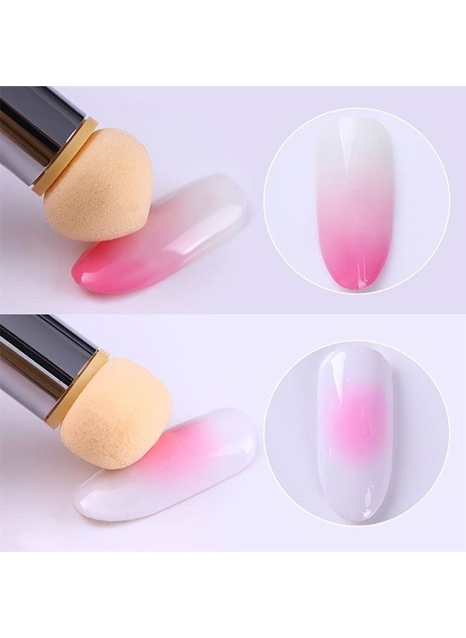 SILPECWEE - 1Pc UV Gel Nail Gradient Sponges Pen With 16Pcs Replaceable Sponge Heads Double Head Nail Ombre Brush Acrylic Manicure DIY Tools - Image 1