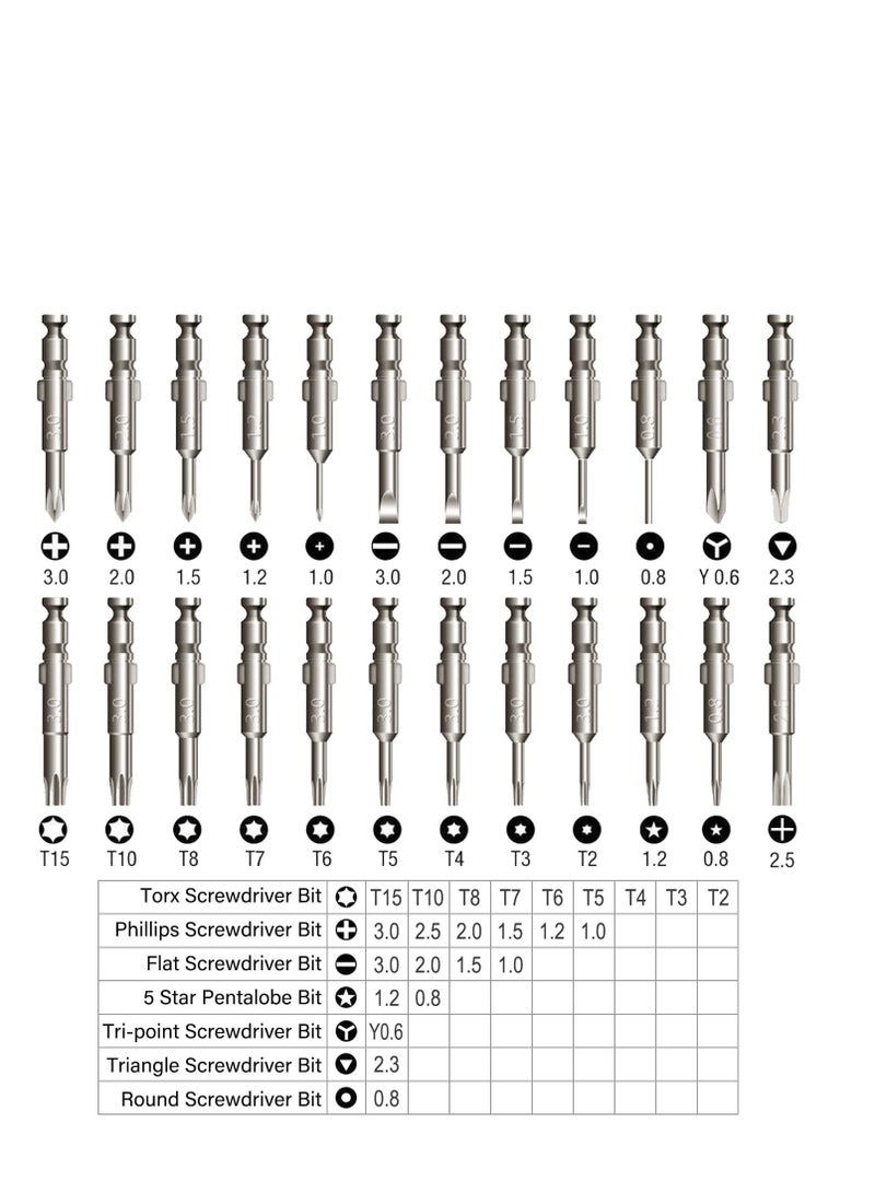 SOLARAE مجموعة مفكات دقيقة 24 في 1، مجموعة إصلاح مفكات نظارات صغيرة، مجموعة أدوات مفكات توركس قابلة للتبديل لنظارات الشمس، النظارات، الساعات، وحدات التحكم في الألعاب، الهواتف المحمولة، آيباد - Image 3