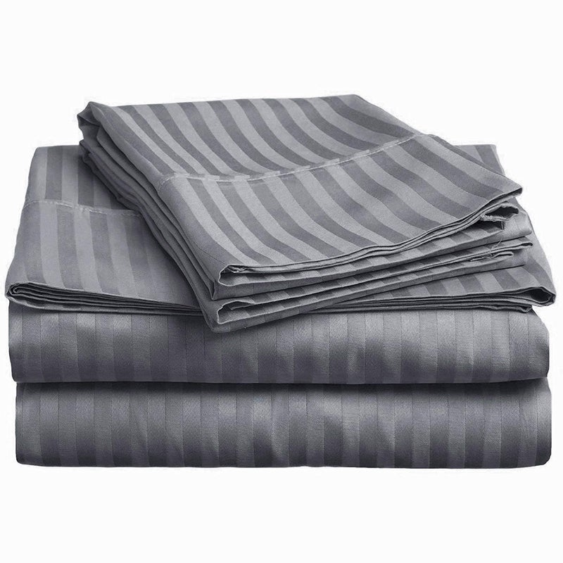 RRC Premium 250 TC Sateen Striped Bedsheet with 1 Pillow Cover Single Bed Size 60 x 108 Inches Grey - Image 3