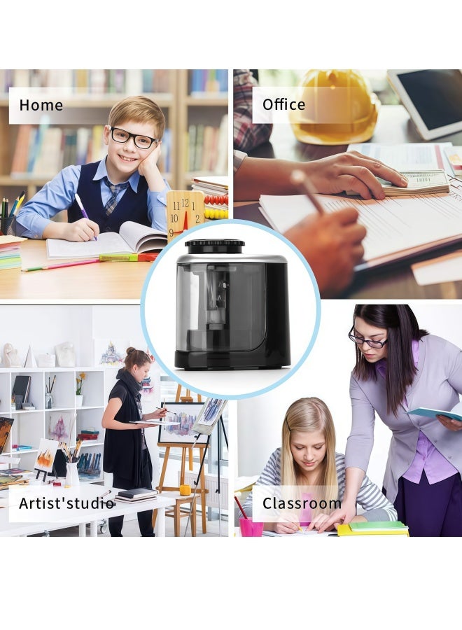 tenwin Pencil Sharpener Electric Pencil Sharpener for Kids, Blade to Fast Sharpen, Suitable for No.2/School/Classroom/Office/Home (Black) - Image 3