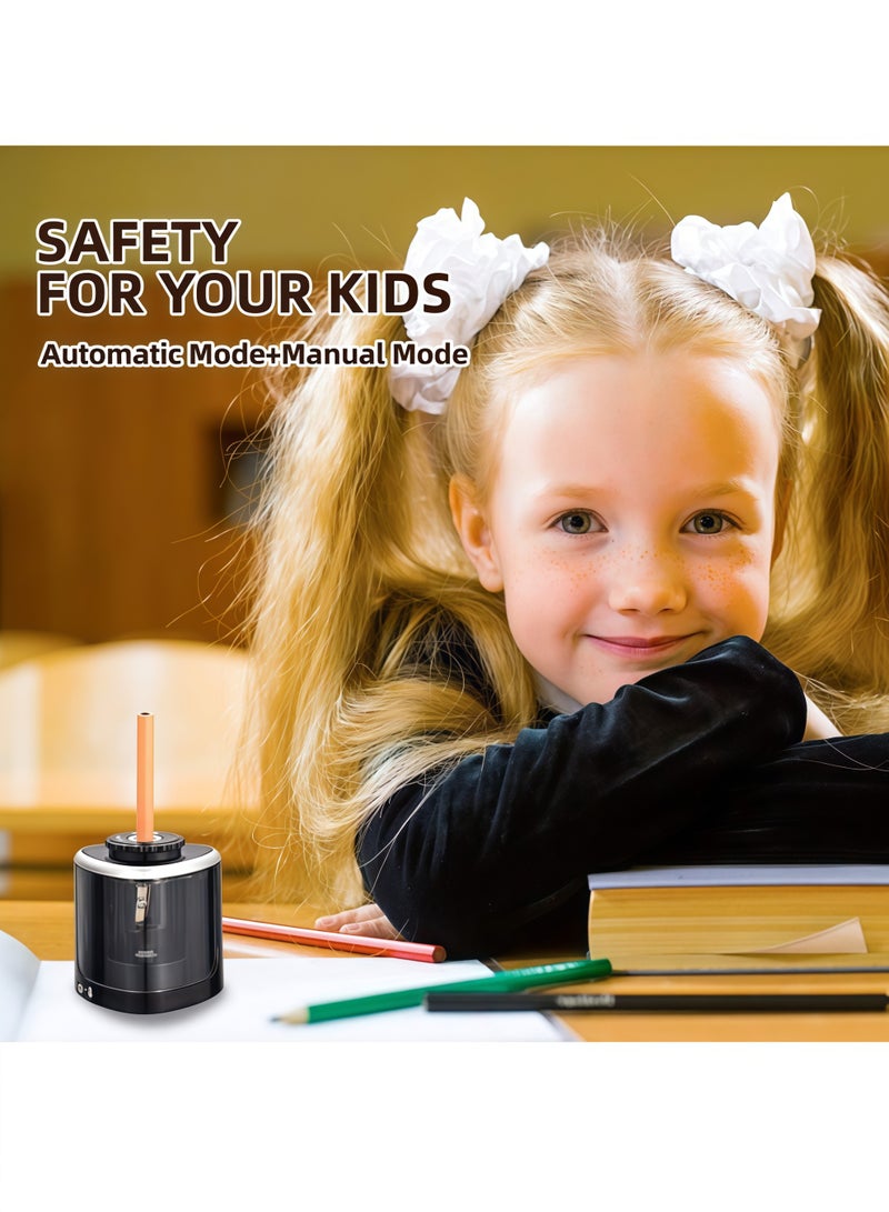 tenwin Pencil Sharpener Electric Pencil Sharpener for Kids, Blade to Fast Sharpen, Suitable for No.2/School/Classroom/Office/Home (Black) - Image 5