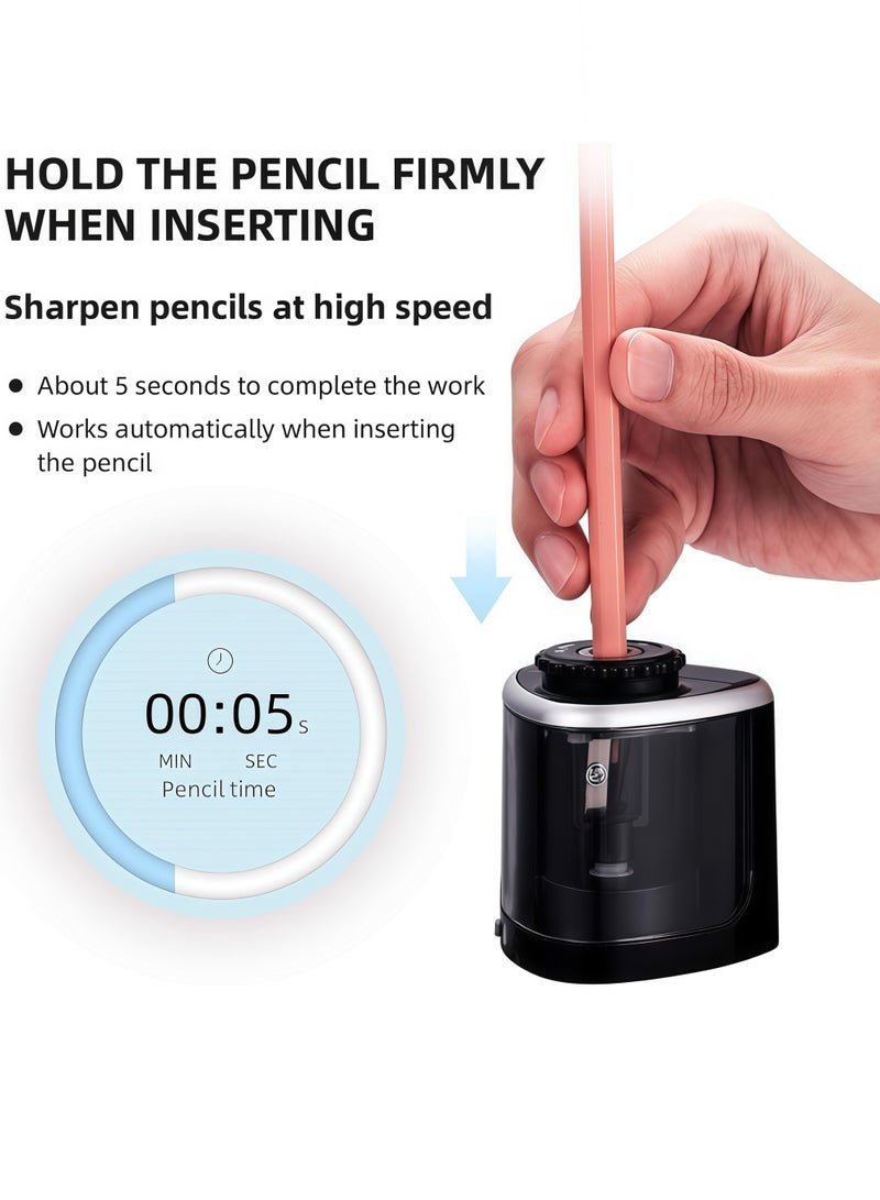 tenwin Pencil Sharpener Electric Pencil Sharpener for Kids, Blade to Fast Sharpen, Suitable for No.2/School/Classroom/Office/Home (Black) - Image 4