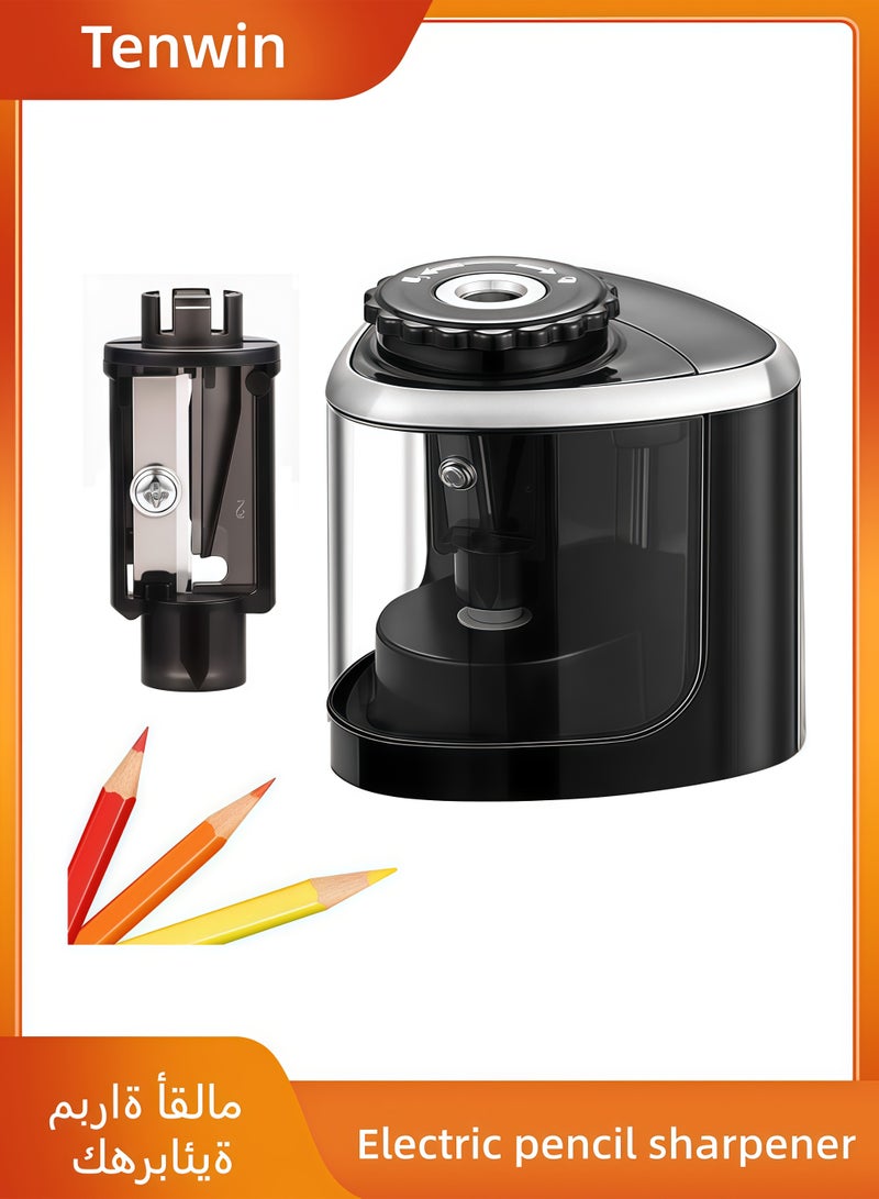 tenwin Pencil Sharpener Electric Pencil Sharpener for Kids, Blade to Fast Sharpen, Suitable for No.2/School/Classroom/Office/Home (Black) - Image 1