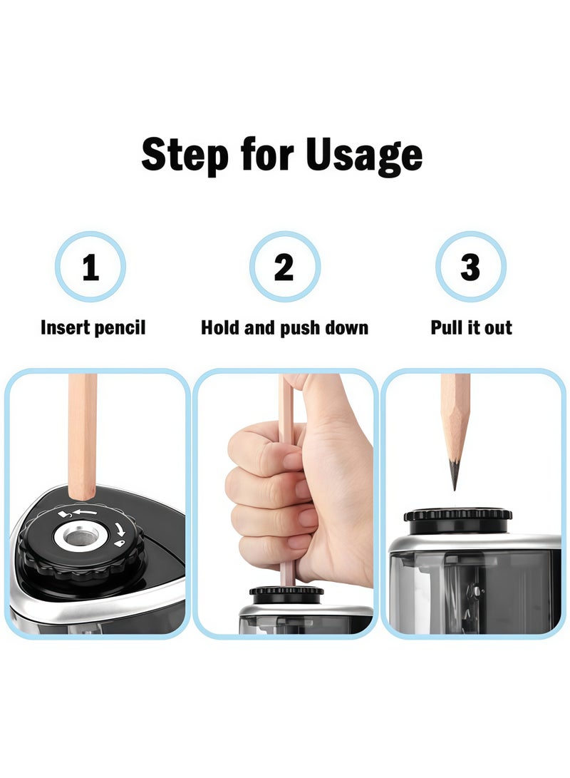 tenwin Pencil Sharpener Electric Pencil Sharpener for Kids, Blade to Fast Sharpen, Suitable for No.2/School/Classroom/Office/Home (Black) - Image 2