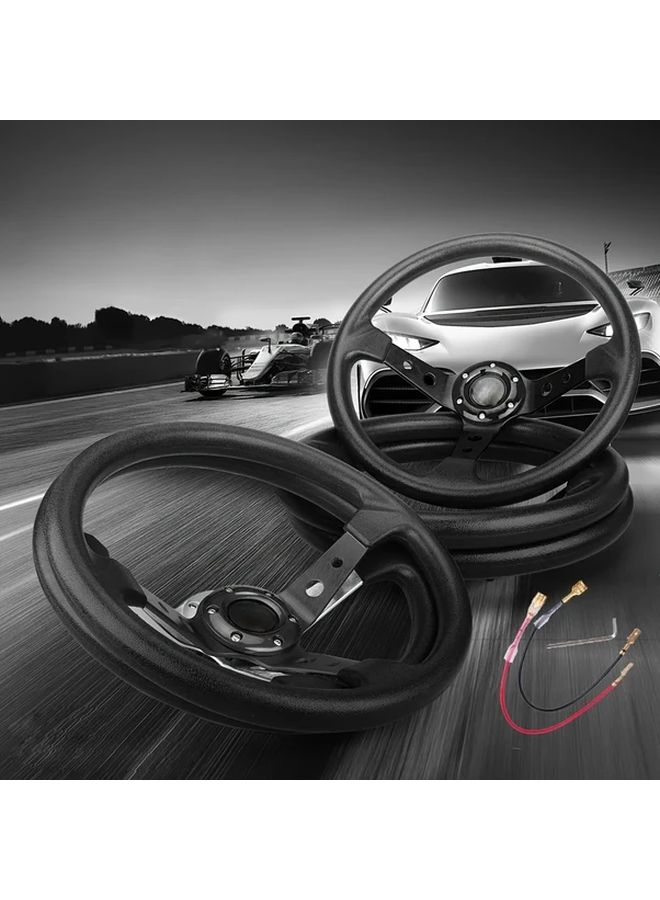 14 Inch 350mm Black Modified Sports Auto Racing PU Steering Wheel High Quality - Image 1