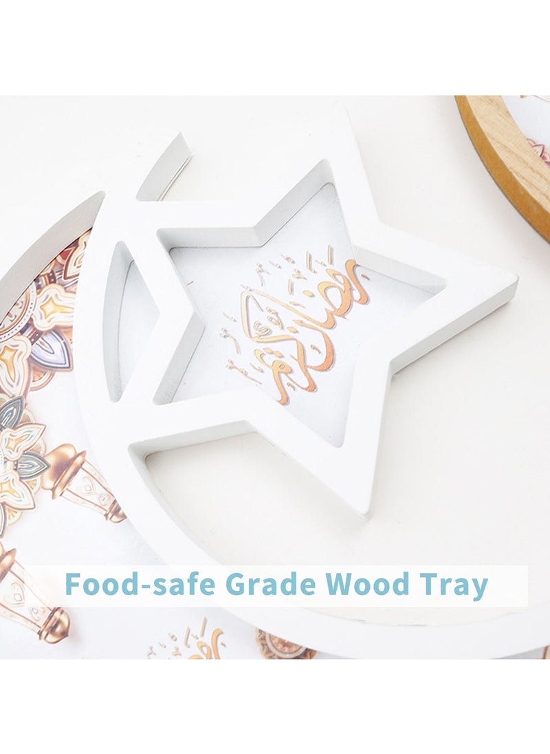 VUCATIN Ramadan Wooden Tray Ramadan Eid Tray Decorations for Home Ramadan Moon Star Tray Home Decor Ramadan Serving Tray for Party Decoration Food Tray Snack Cookie Serve Plate  - Image 4
