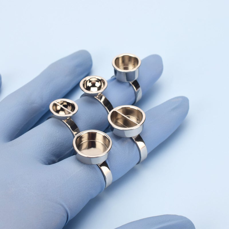 5-piece set of silver reusable stainless steel ring, large medium and small eyebrow tattoo ring cup, easy to clean. - Image 4