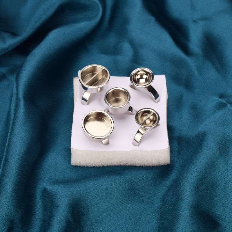 5-piece set of silver reusable stainless steel ring, large medium and small eyebrow tattoo ring cup, easy to clean. - Image 5