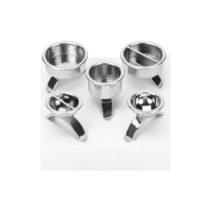 5-piece set of silver reusable stainless steel ring, large medium and small eyebrow tattoo ring cup, easy to clean. - Image 1