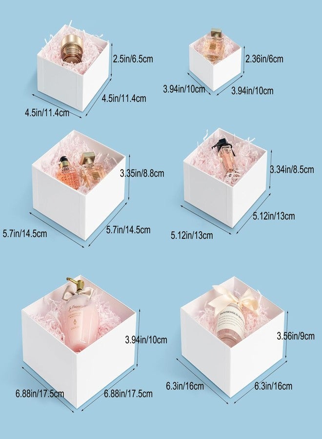 CHARMGIFTBOX 6 Pack Large Nesting Gift Boxes with Lids, 3.9"-6.8" White Square Gift Box with Ribbon Assorted Sizes for Presents, Stackable Boxes for Birthday Wedding Christmas Party Gift Wrapping - Image 2