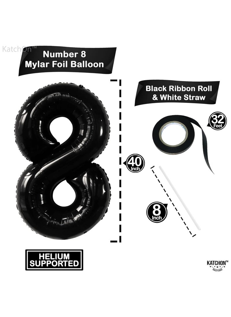 KATCHON Black Number 8 Foil Balloon for 8th Birthday Decoration  - Image 2