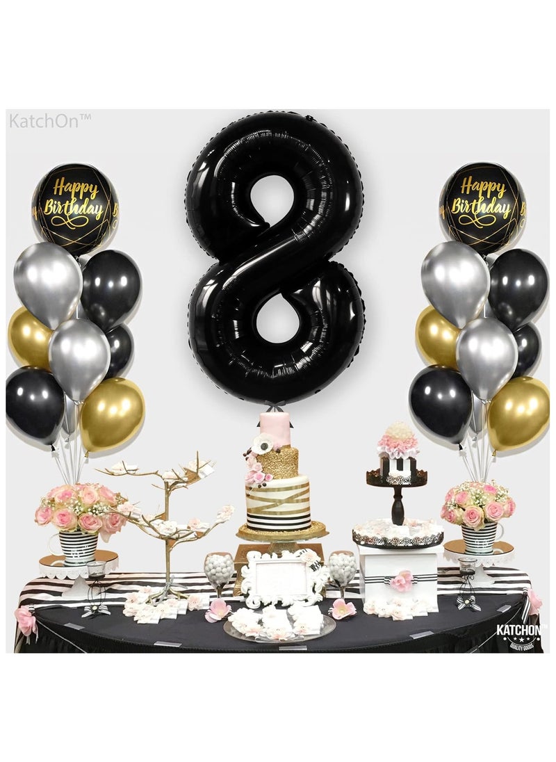 KATCHON Black Number 8 Foil Balloon for 8th Birthday Decoration  - Image 3