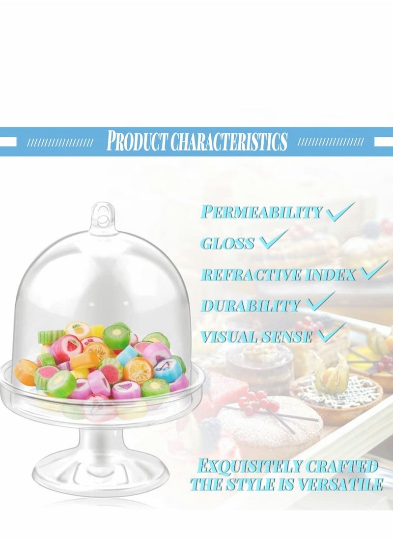 Generic - 12 Sets of Mini Plastic Dessert Stands with Domes for Cakes and Cupcakes, Perfect for Parties and Events - Image 1