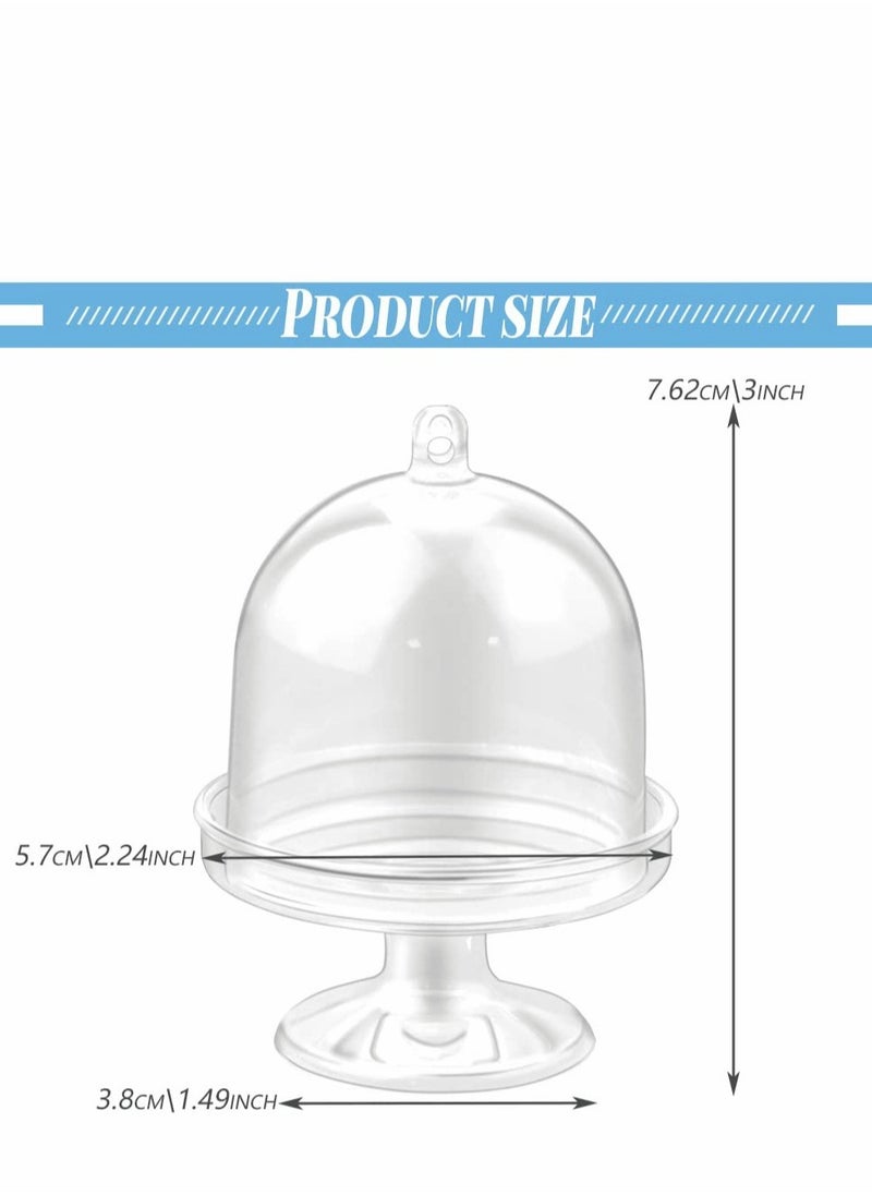 Generic - 12 Sets of Mini Plastic Dessert Stands with Domes for Cakes and Cupcakes, Perfect for Parties and Events - Image 1