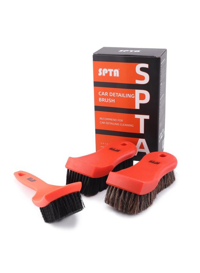 SPTA 4Pcs Car Detailing Brush Kit, Leather & Textile Car Interior Brush, Comfortable Grip and Scratch-Free Cleaning for Car Dashboard, Car Wheels, Car Seats, Car Foot Mat and Other Small Areas - Image 1