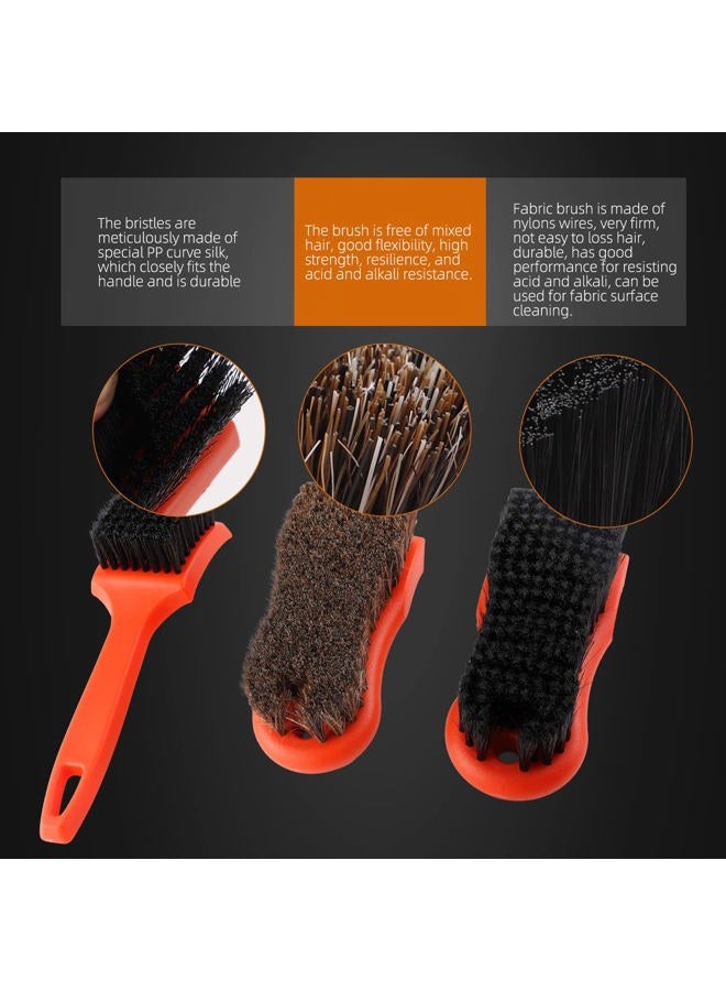 SPTA 4Pcs Car Detailing Brush Kit, Leather & Textile Car Interior Brush, Comfortable Grip and Scratch-Free Cleaning for Car Dashboard, Car Wheels, Car Seats, Car Foot Mat and Other Small Areas - Image 2