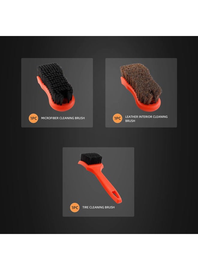 SPTA 4Pcs Car Detailing Brush Kit, Leather & Textile Car Interior Brush, Comfortable Grip and Scratch-Free Cleaning for Car Dashboard, Car Wheels, Car Seats, Car Foot Mat and Other Small Areas - Image 5