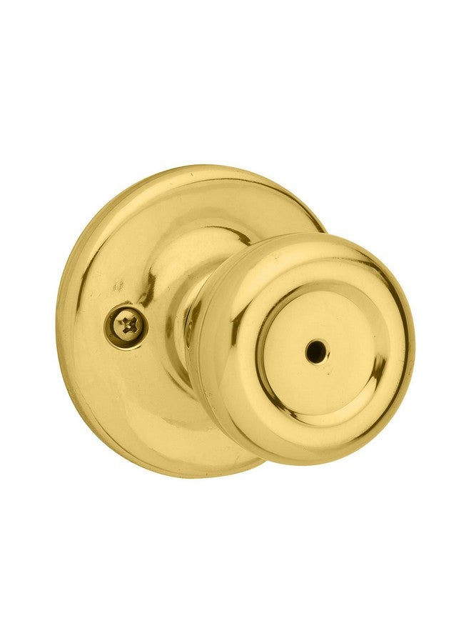 Kwikset Mobile Home Interior Privacy Door Knob with Lock, Door Handle For Bathroom and Bedroom, Polished Brass Keyless Turn Lock Doorknob - Image 1