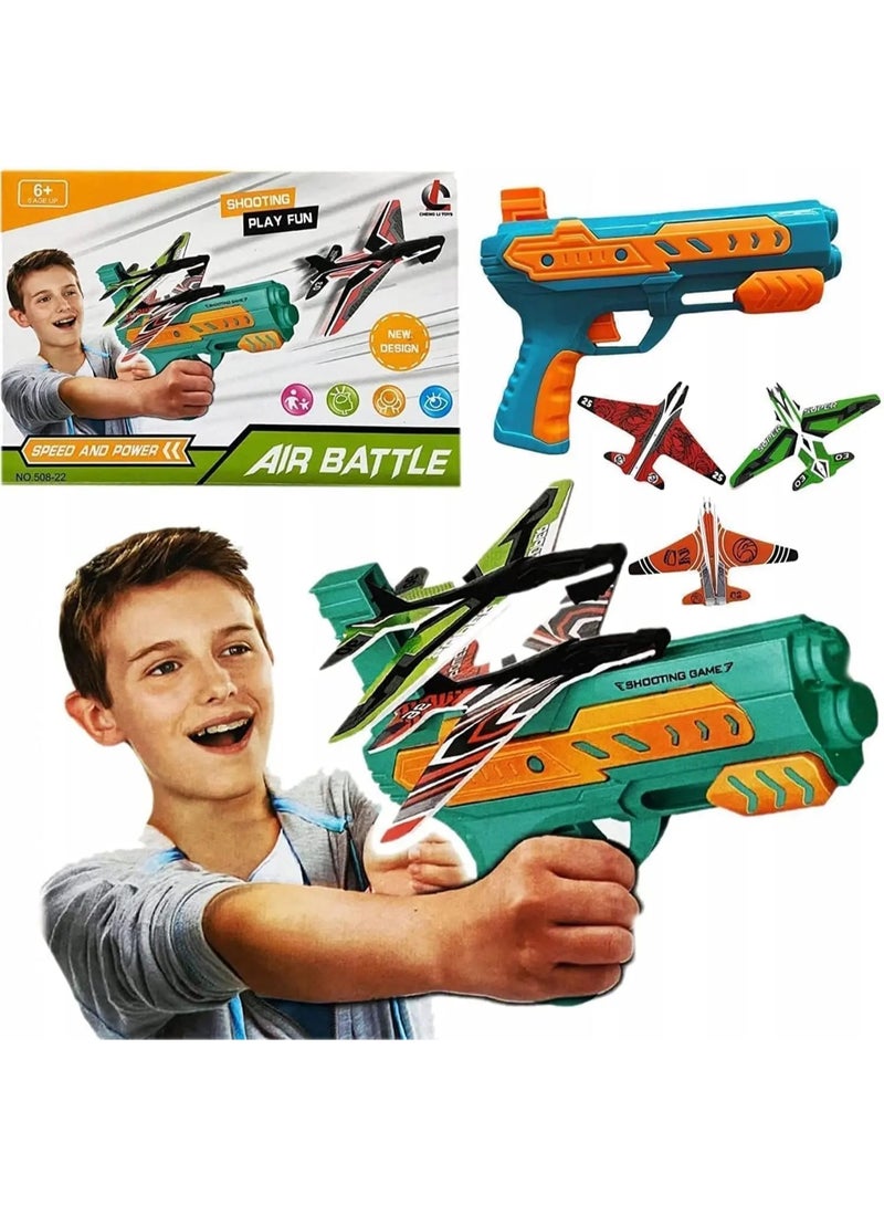 Airplane Launcher Gun Toy, Foam Glider Catapult Plane Toy for Kids, Throwing Foam Plane One-Click Ejection Airplane Shooting Games Flying Toys Guns & Darts. (Multicolor) - Image 2