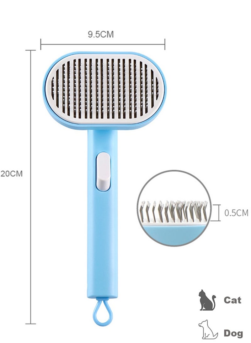 MileMelo Cat Brush for Shedding and Grooming, Self Cleaning Slicker Brush for Short or Long Haired Cats, Pet Dog Cat Hair Brush Blue - Image 2