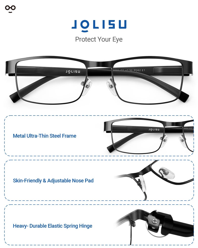 JOLISU 5PCS Reading Glasses Men - Blue Light Blocking Computer Metal Thin Frame Readers For Mens/Women （2.00） - Image 5