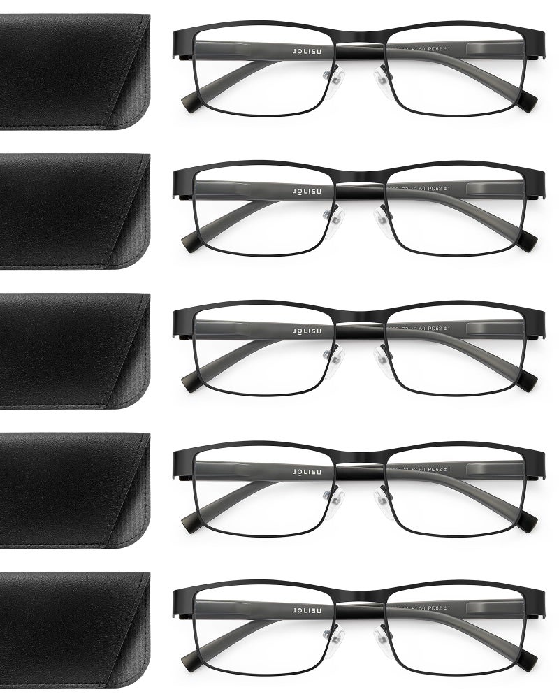 JOLISU 5PCS Reading Glasses Men - Blue Light Blocking Computer Metal Thin Frame Readers For Mens/Women （2.00） - Image 1