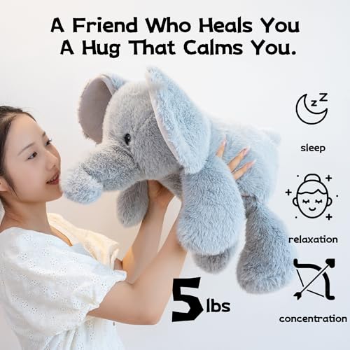 Gudisi 5 Pounds Weighted Elephant Stuffed Animals 236Inch Large Weighted Elephant PlushHuggable Companion for Kids Adults Gift for Thanksgiving Christmas and Birthday - Image 5