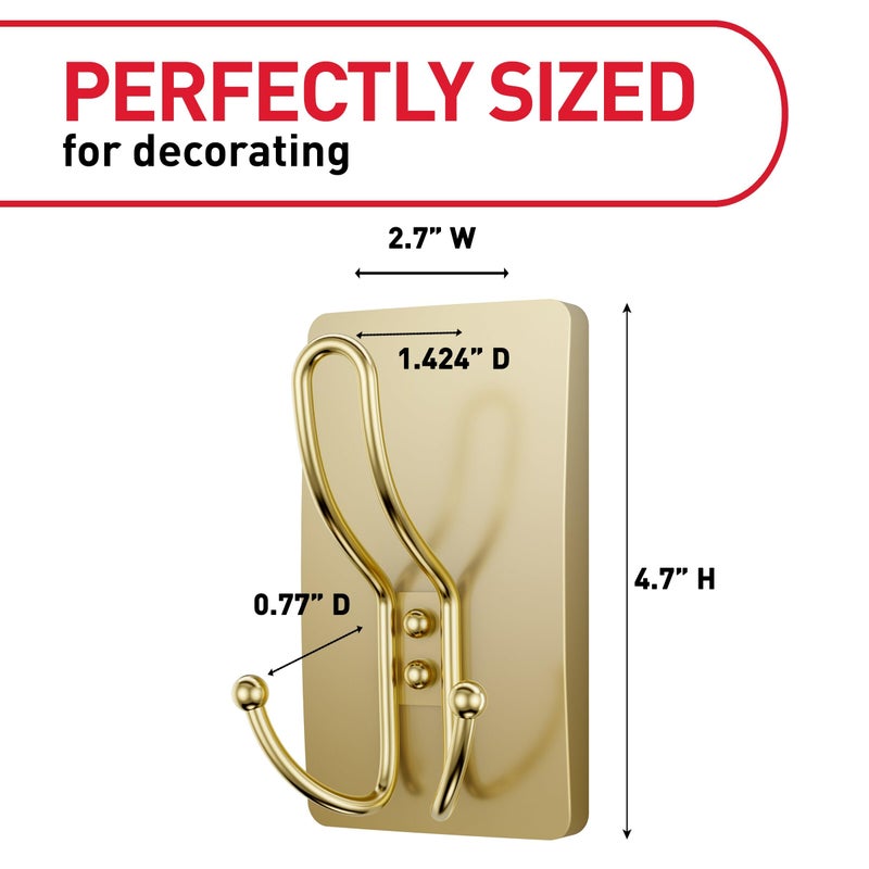 Command X-Large Satin Brass Triple Hook  1 Hook  3 Strips  Damage-Free Hanging Wall Hooks With Adhesive Strips  No Tools Wall Hooks For Hanging Decorations In Living Spaces - Image 5