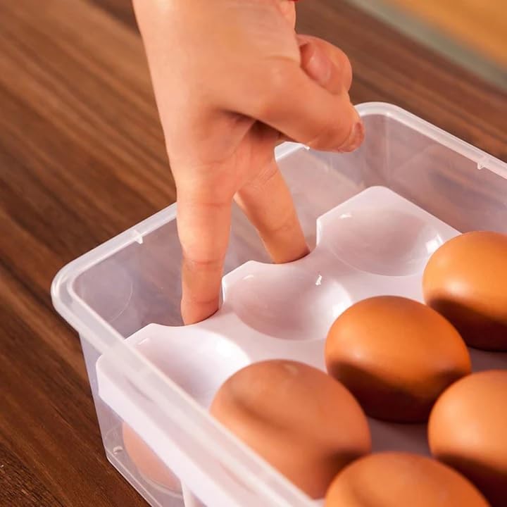 FYCAN 32 Grid Plastic Portable Refrigerator Egg Tray Box With Lid Egg Tray Egg Storage Box Fridge For Eggs Egg Crate Egg Storage Basket 32 Eggs Basket - Image 2