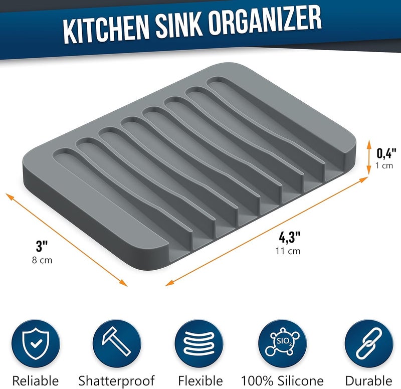 Ramkuwar Silicone Soap Dish Soap Saver Waterfall AntiSlip Design Soap Holder with Drainage for Shower Kitchen Sink Bathroom Easy Cleaning Flexible Silicone 3 Packs Grey - Image 2