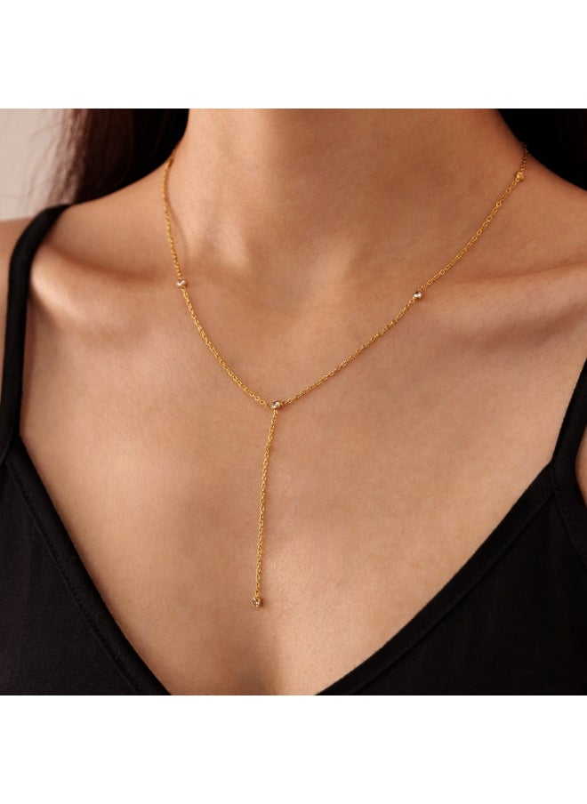 Generic Women's Y-Shape Fringe Necklace -  Stainless Steel Layered Chain with Zirconia Accents, Adjustable Elegant Statement Jewelry  - Image 2