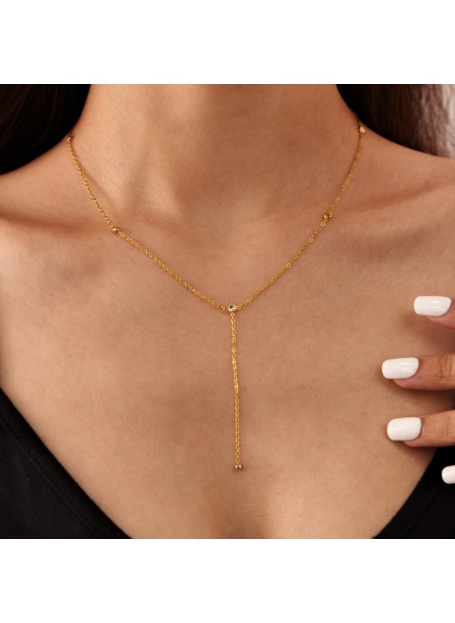 Generic Women's Y-Shape Fringe Necklace -  Stainless Steel Layered Chain with Zirconia Accents, Adjustable Elegant Statement Jewelry  - Image 3