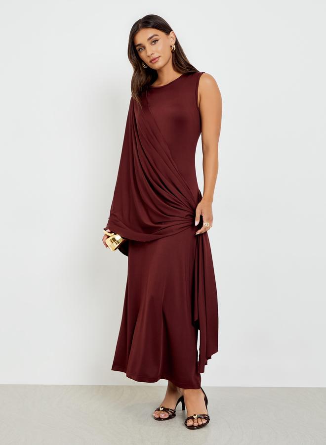 ستايلي فستان طويل بمظهر شال منسدل - Image 3