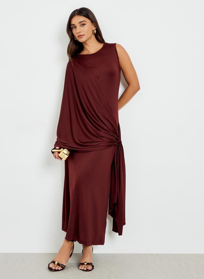 ستايلي فستان طويل بمظهر شال منسدل - Image 1