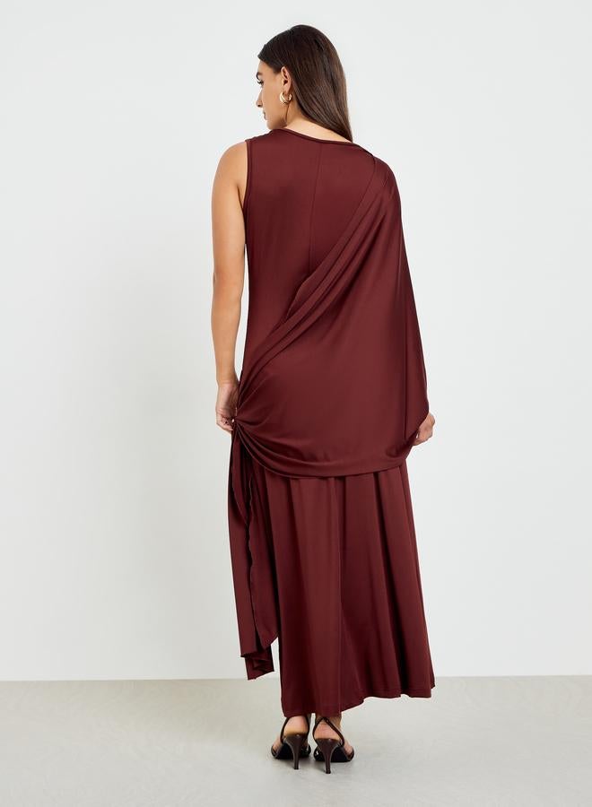 ستايلي فستان طويل بمظهر شال منسدل - Image 5