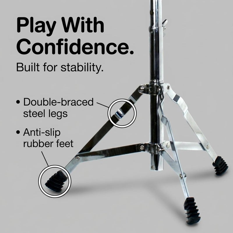 RockJam DP-001 Adjustable Drum Stool Drum Throne with Padded Seat, Black, ‎35 x 30 x 10 cm - Image 3
