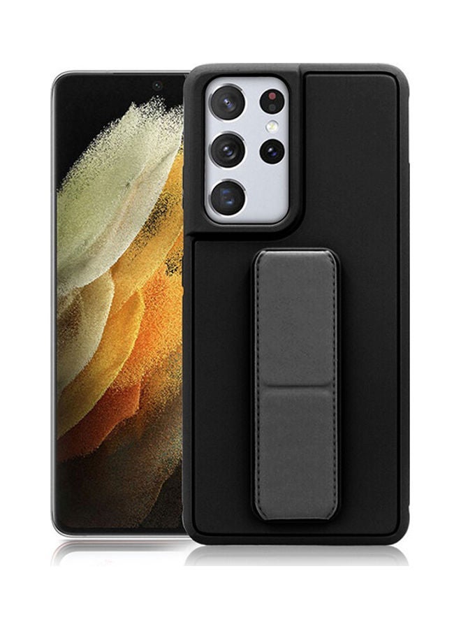 Hand Band Grip Back Cover For Samsung Galaxy S21 Ultra Black Black - Image 1