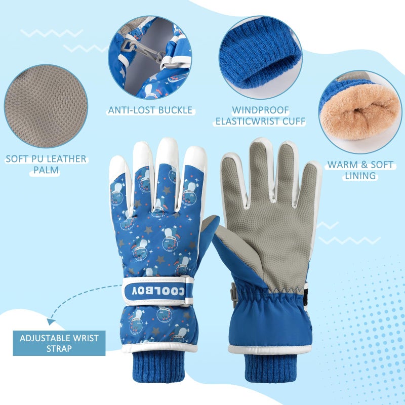 Comfoex Kids Winter Ski Snow Gloves Warm Waterproof Cold Weather Snowboard Thermal Windproof Gloves for Boys Girls 4-12 Years Old - Image 3