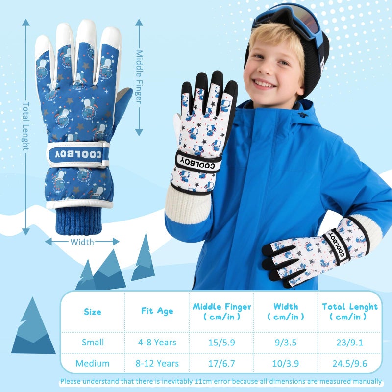 Comfoex Kids Winter Ski Snow Gloves Warm Waterproof Cold Weather Snowboard Thermal Windproof Gloves for Boys Girls 4-12 Years Old - Image 2