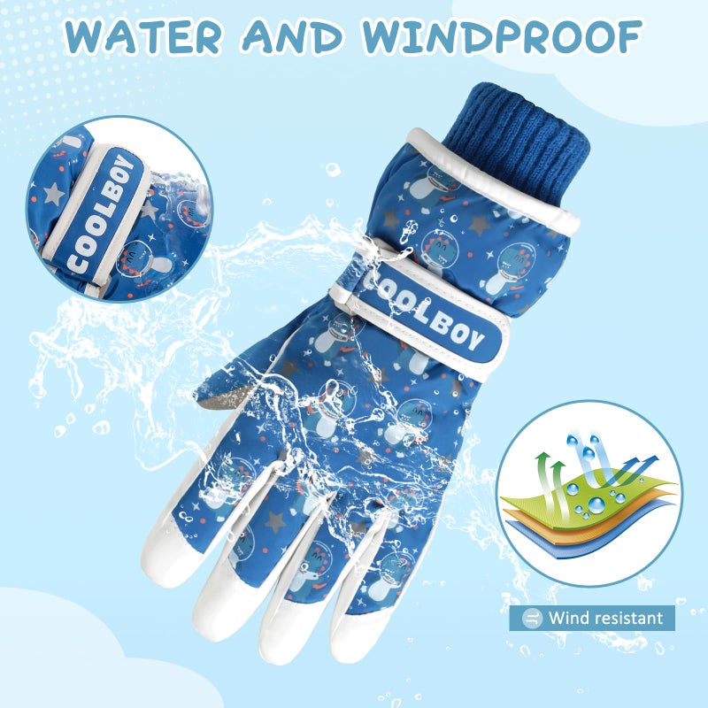 Comfoex Kids Winter Ski Snow Gloves Warm Waterproof Cold Weather Snowboard Thermal Windproof Gloves for Boys Girls 4-12 Years Old - Image 4