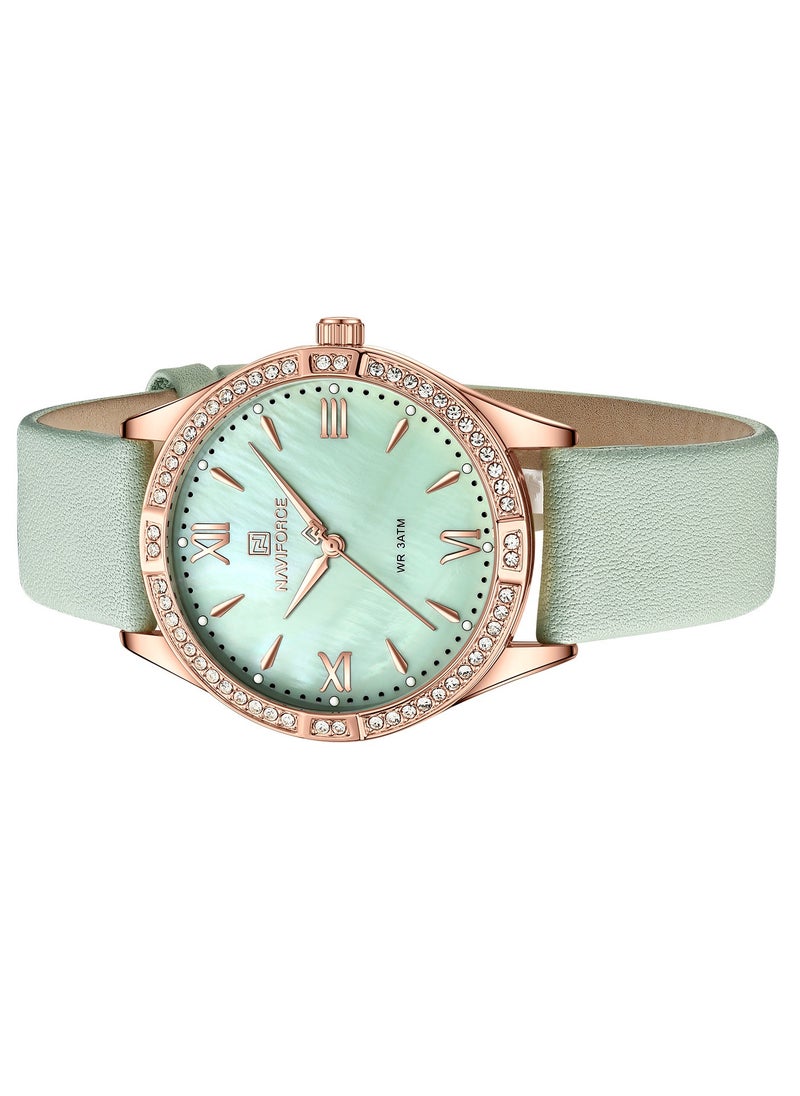 NAVIFORCE PU Band Quartz Standard Analog Wrist Watch For Women NF5038 RG/GN  - Image 3