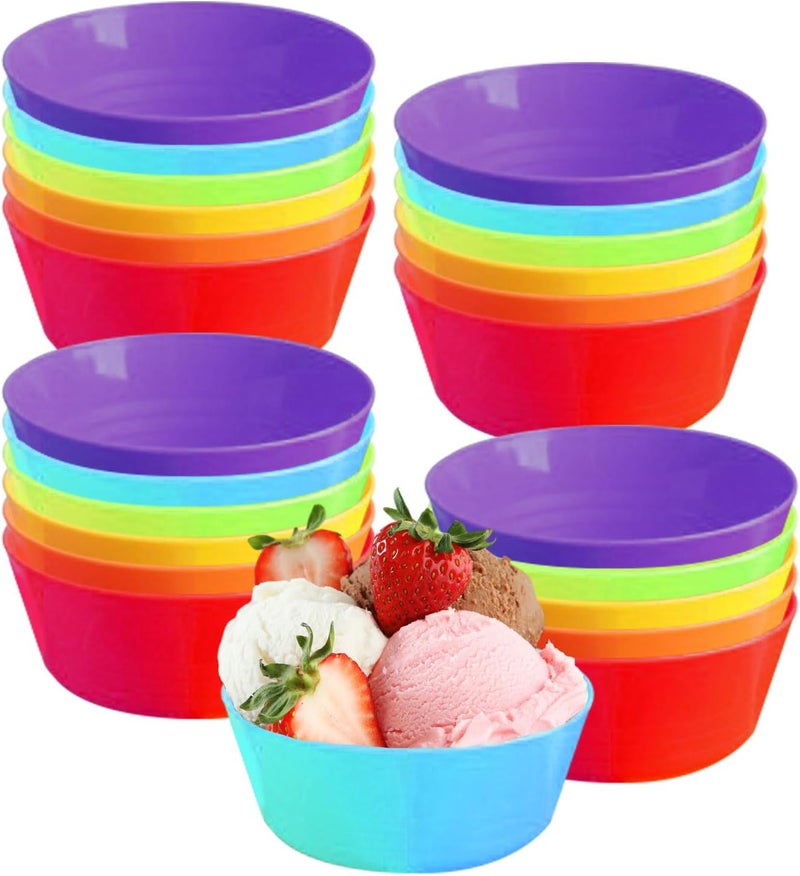 Haploon Kids Colorful Snack Bowl Set 24 Pcs 465 x 2 In Cereal Bowls and Toddler Bowl Set BPA Free Microwave Safe 6 Color Kids Plastic Bowls for Salad Dessert Soup Bowl Salad Dessert - Image 1