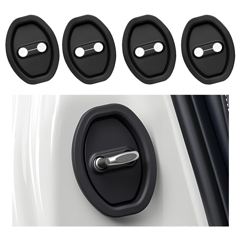 VKQTS 4PCS Silicone Car Door Latch CoversCar Door Protector for Doors Latch Decorations ProtectionUniversal SelfAdhesive Cars Doors Lock Silicone Protective Pad for Most Vehicles Black - Image 3