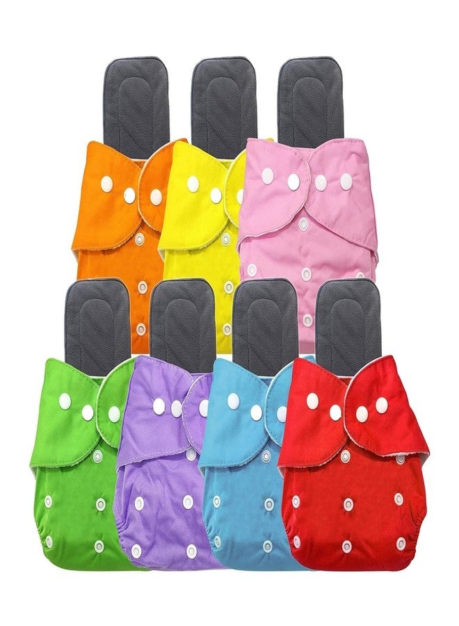 Miracle Moms Baby Cloth Diapers + Black Inserts/Washable and Reusable/ 100% adjustable Nappy for 0-3 years/Baby cloth diaper pants and Multilayer Inserts (Multicolor) 7 Diaper+ 7 Inserts - Image 1