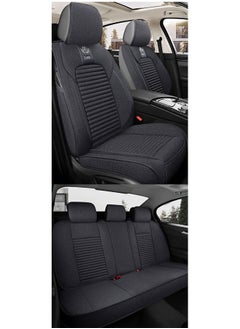 LIMOS Car Seat Covers Full Set Universal Flax Spring and Summer Automotive Vehicle Cushion(Dark Grey)  - Image 2