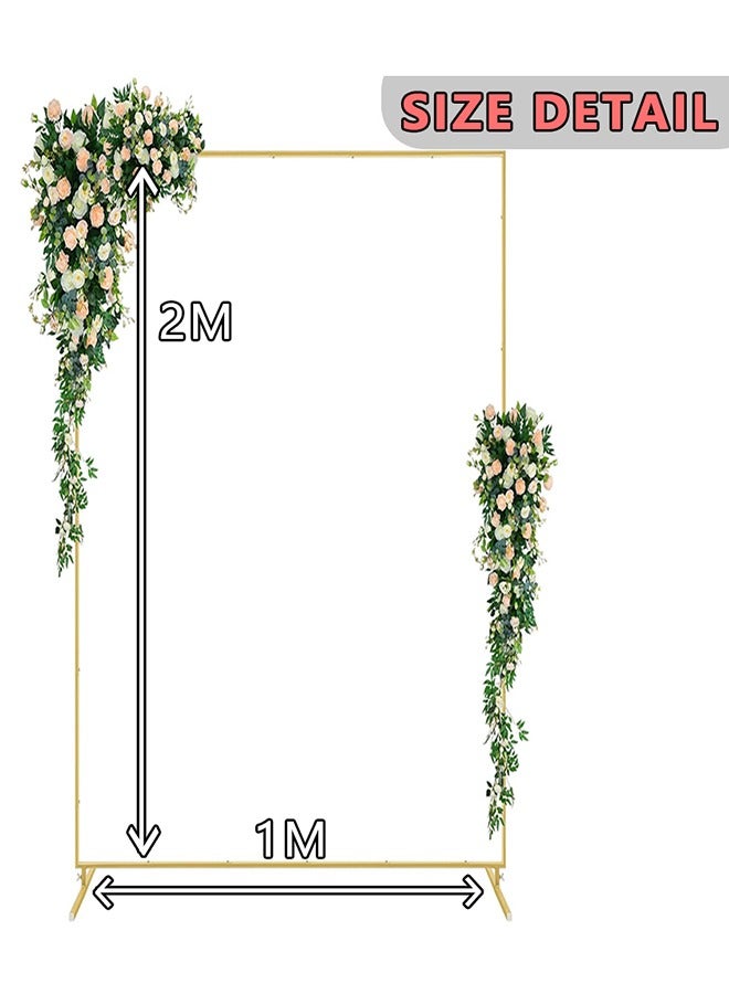 1x2m Party Backdrop Stand Square Metal Arch Stand Wedding Background Metal Frame Balloon Arch Backdrop for Parties and Anniversary Wedding Arches for Ceremony Photo Background Decoration - Image 2
