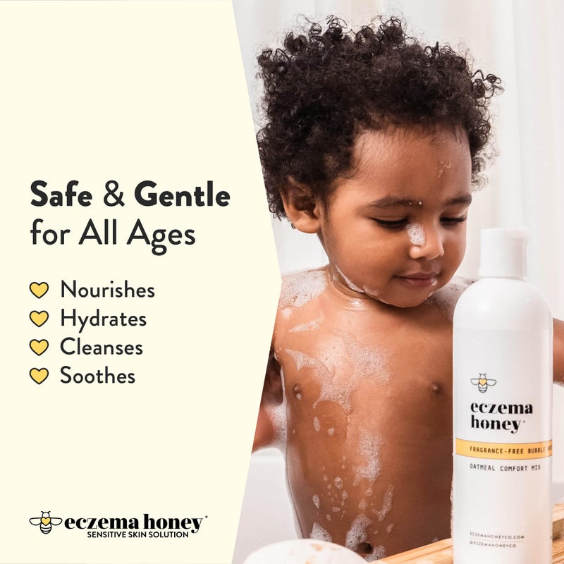 ECZEMA HONEY Fragrance-Free Oatmeal Comfort Bubble Bath - Sensitive Skin Body Wash & Bath Soak - Moisturizing Bath Products - Nourishing Bubble Bath for Women, Men, & Kids (12 Oz) - Image 3