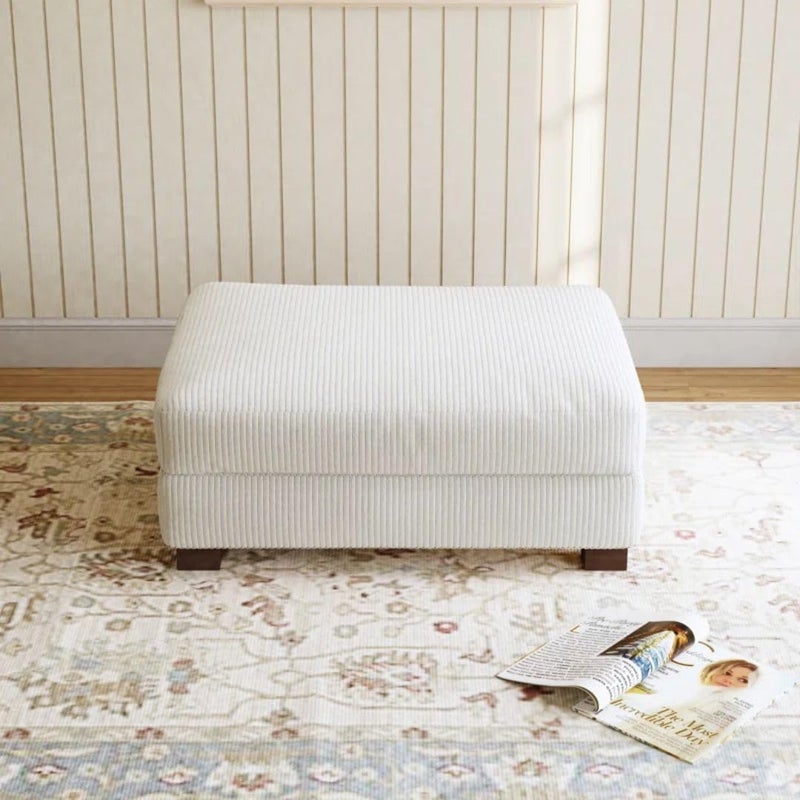 Comfynest Modern Corduroy Ottoman - Beige - Image 2