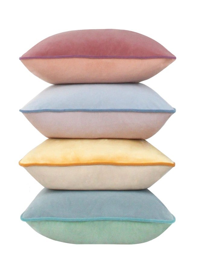 Btyrle Throw Pillow Covers 18x18 Set of 4 Soft Velvet Couch Cushion Covers Modern 8-Colors Designs Pillowcases Decorative Cushion Cases for Sofa Bedroom Home Decor(Morandi Series) - Image 1
